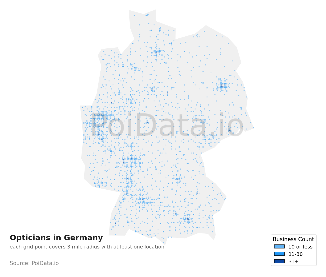 Optician density map for Germany