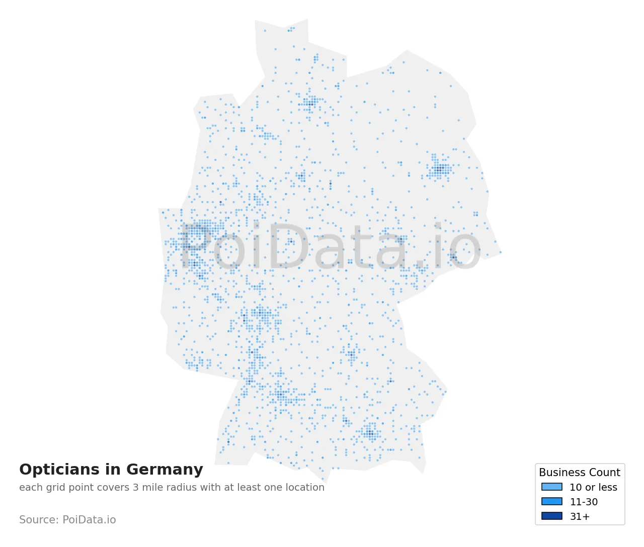 Optician density map for Germany