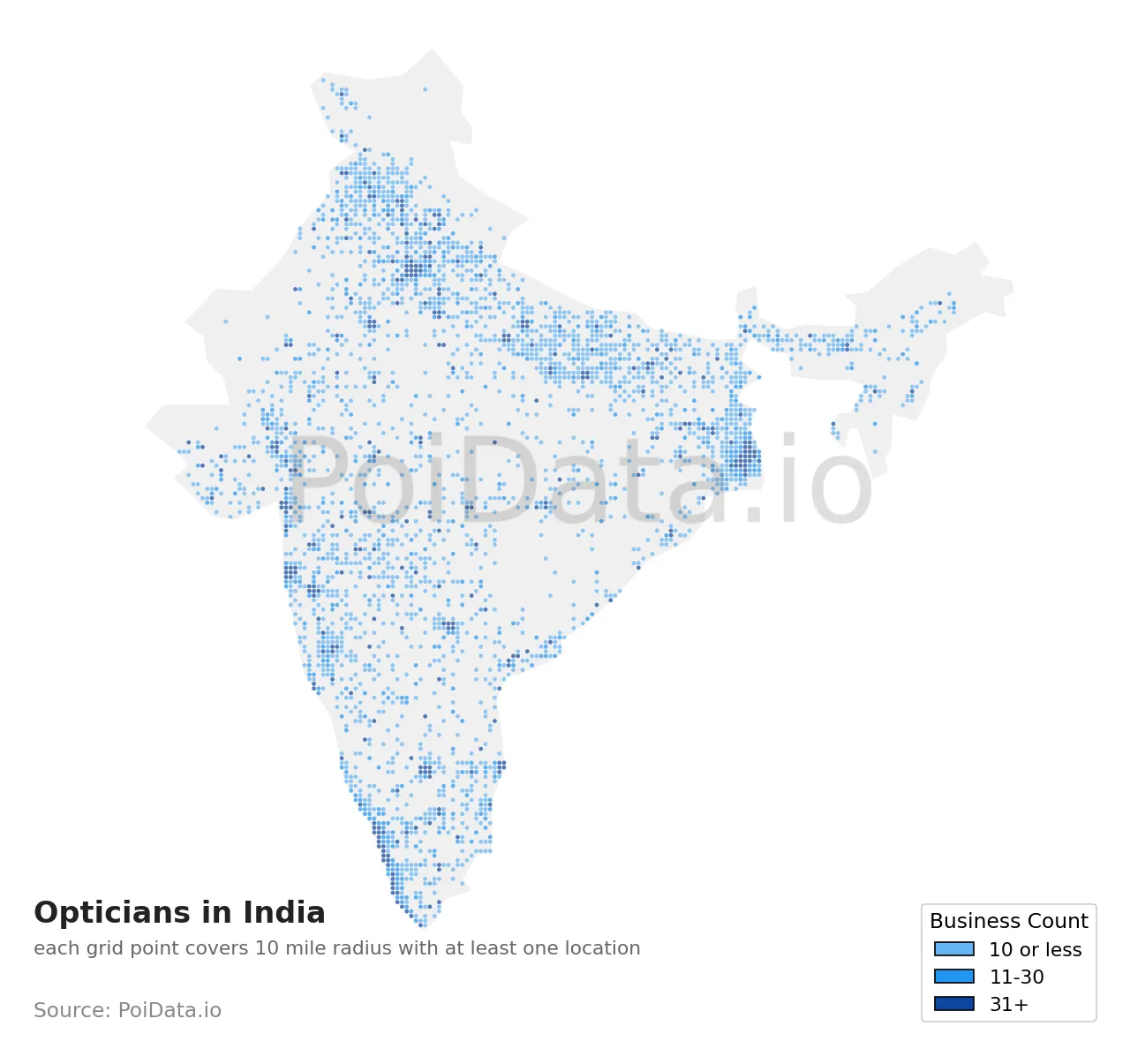 Optician density map for India