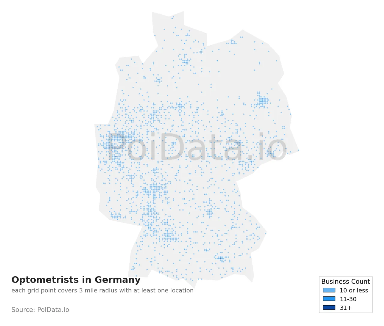 Optometrist density map for Germany