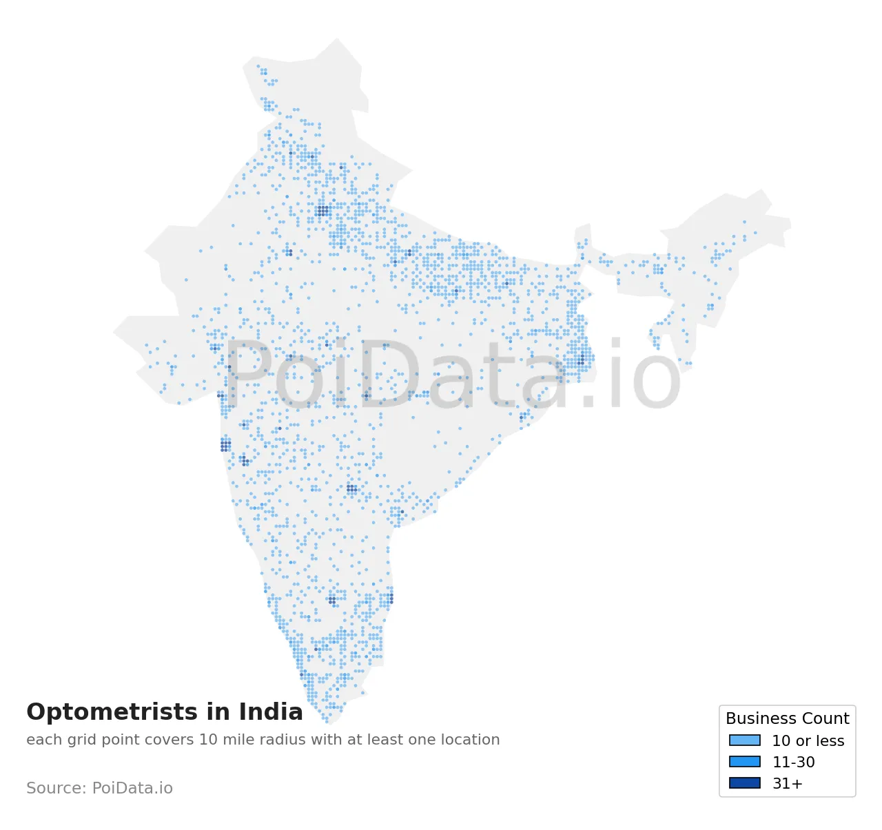 Optometrist density map for India