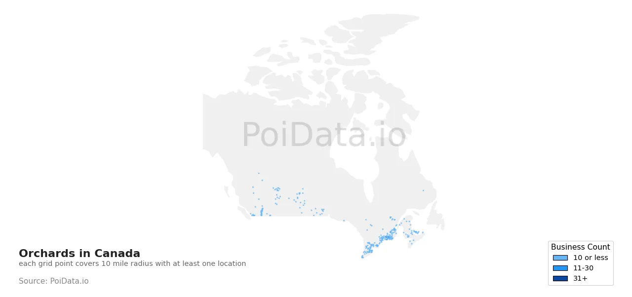 Orchard density map for Canada