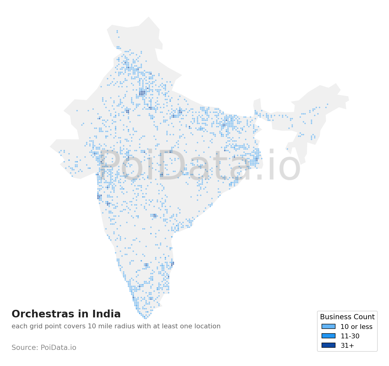 Orchestra density map for India