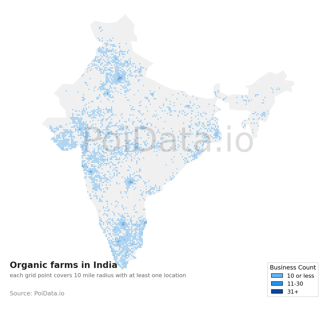 Organic farm density map for India