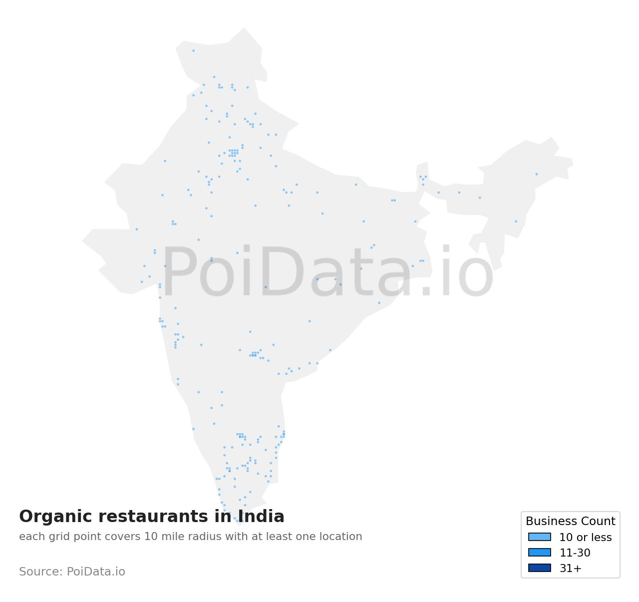 Organic restaurant density map for India