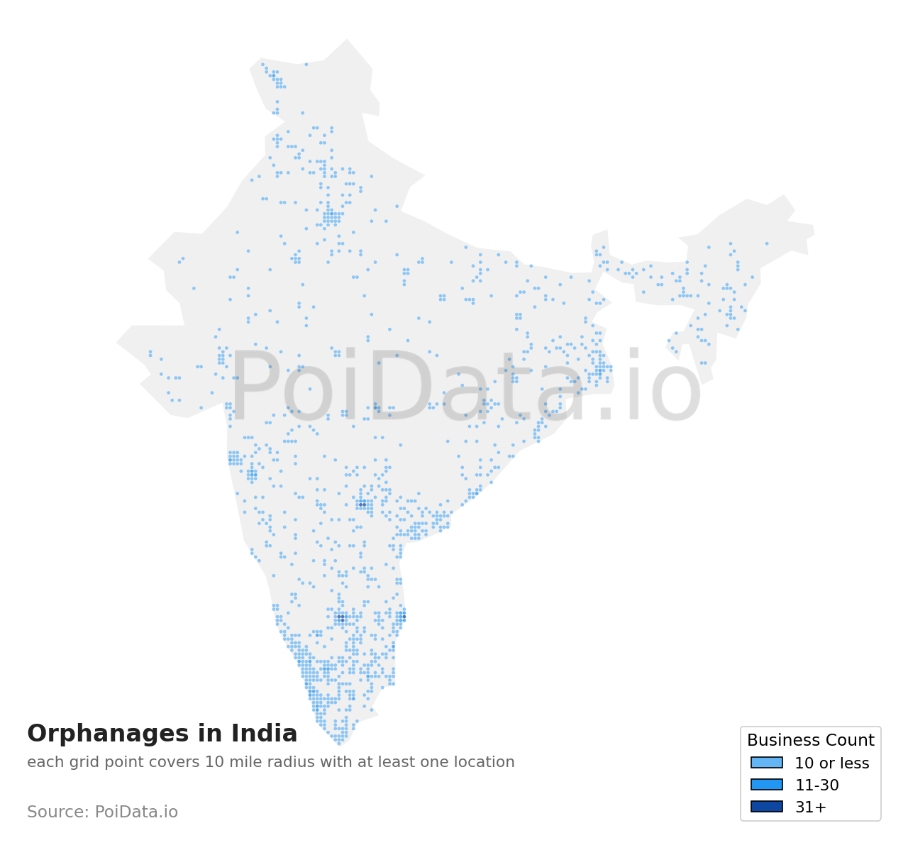 Orphanage density map for India