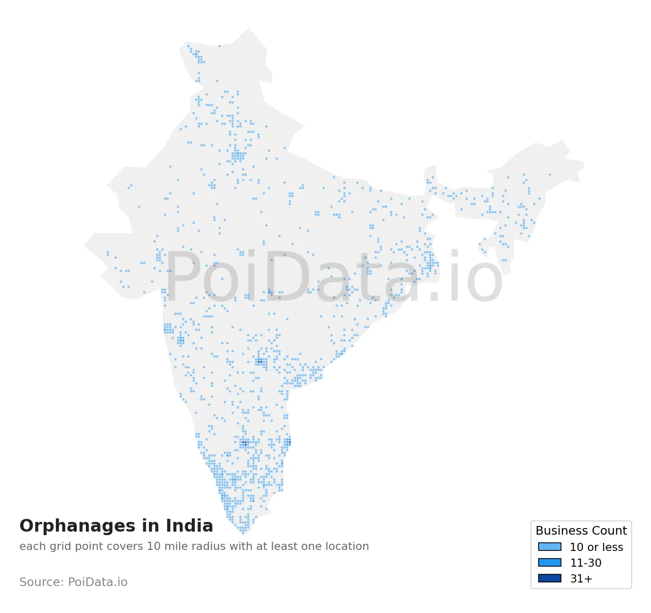 Orphanage density map for India
