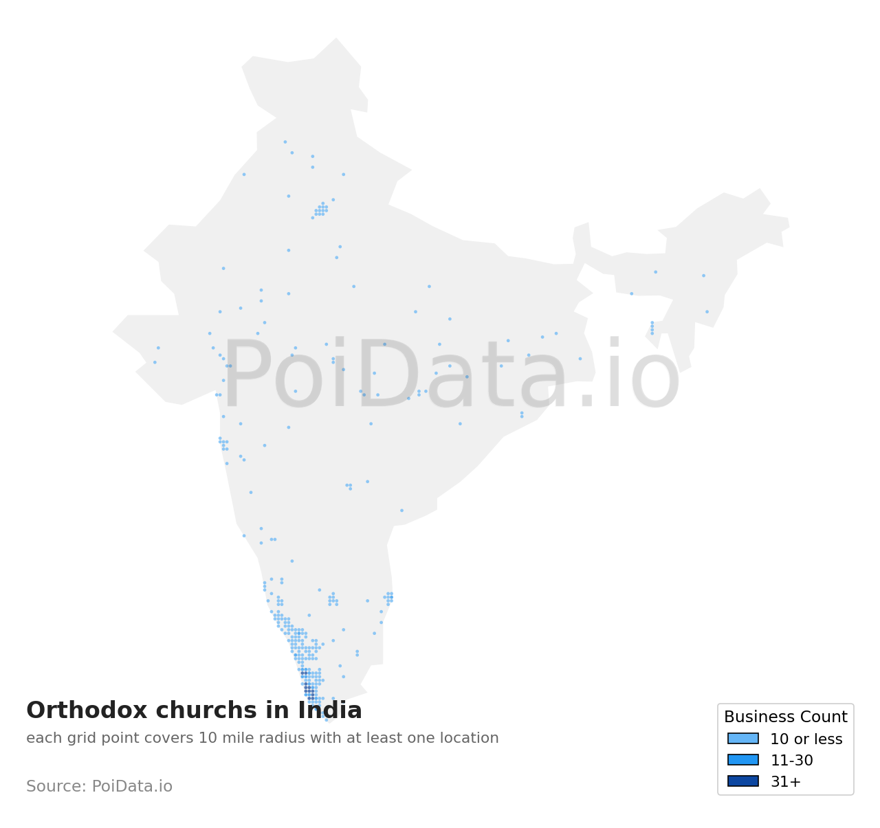 Orthodox church density map for India