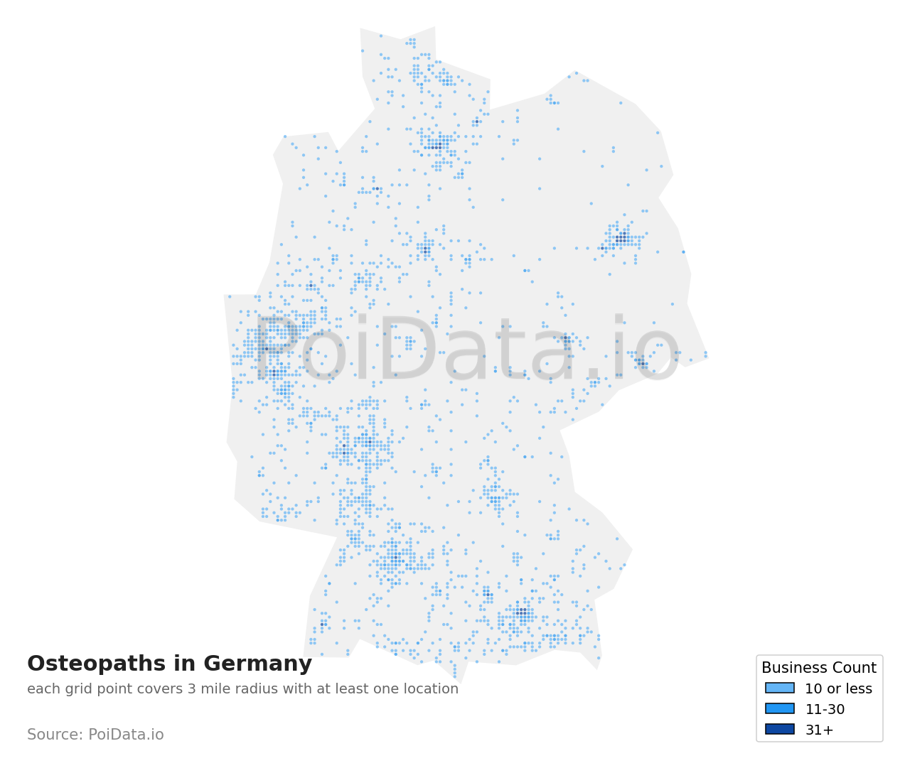 Osteopath density map for Germany