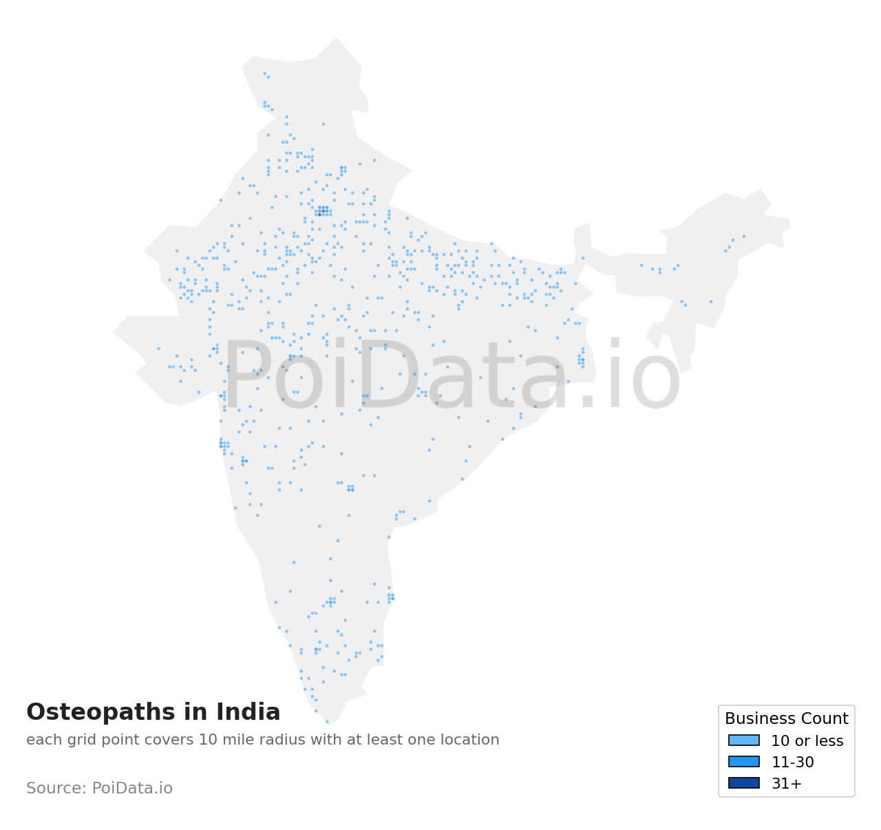Osteopath density map for India
