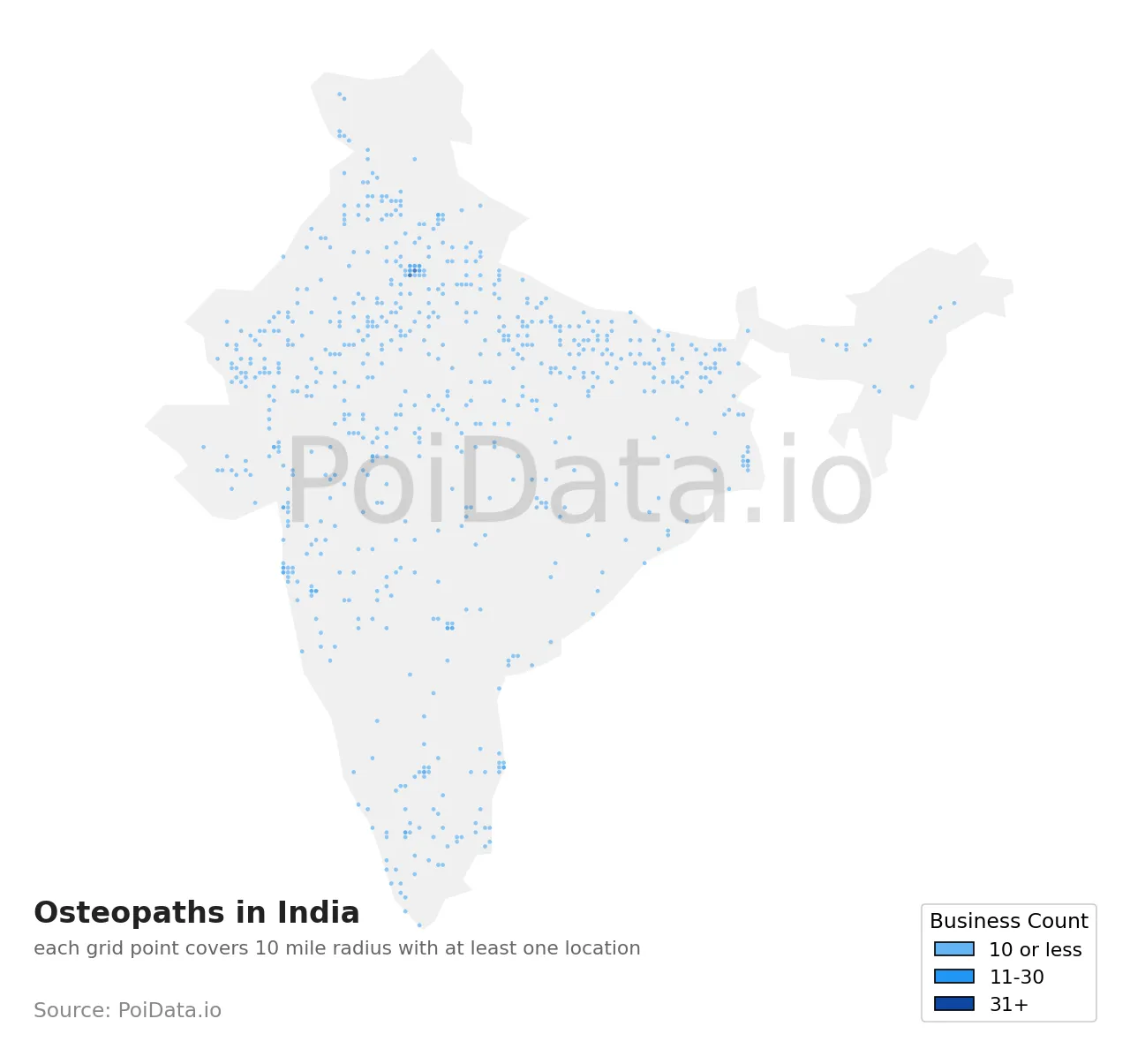 Osteopath density map for India