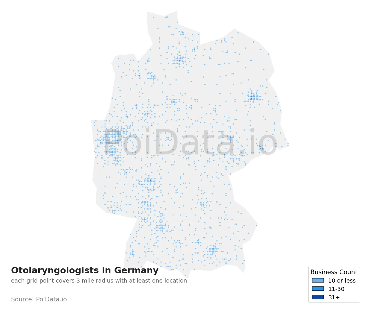Otolaryngologist density map for Germany