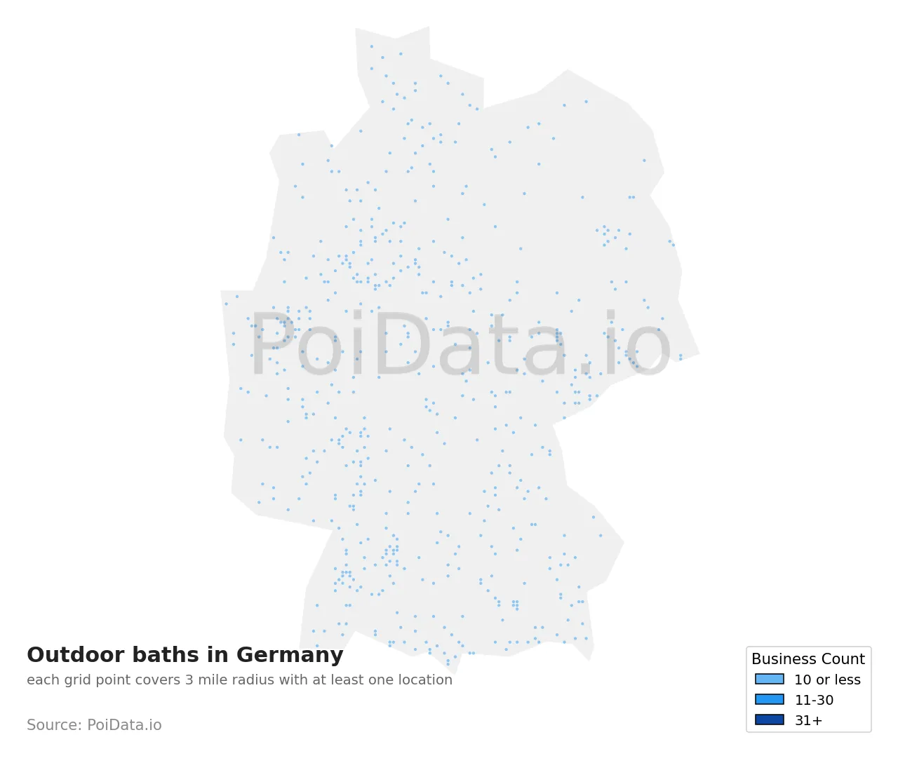 Outdoor bath density map for Germany