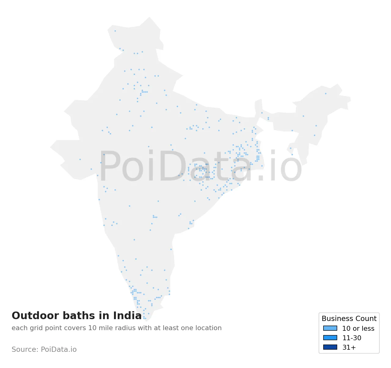 Outdoor bath density map for India
