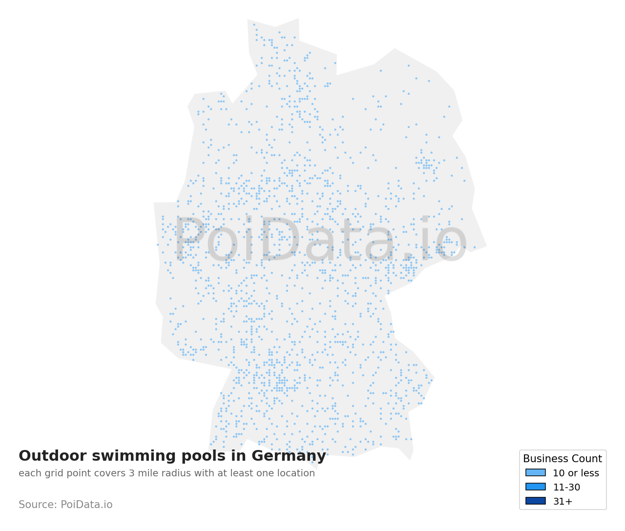 Outdoor swimming pool density map for Germany