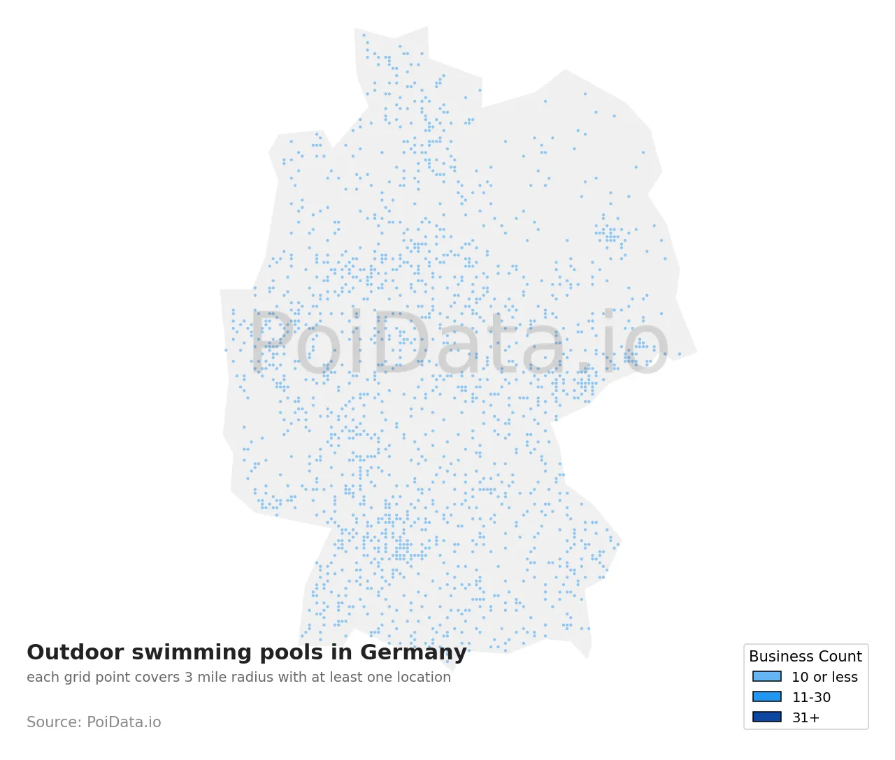 Outdoor swimming pool density map for Germany