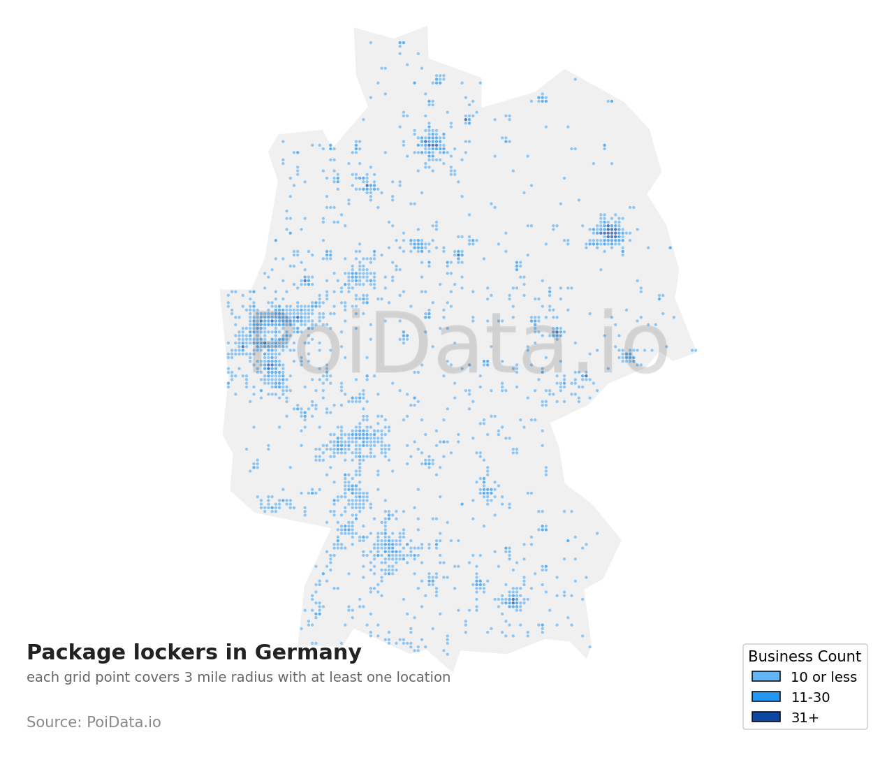 Package locker density map for Germany