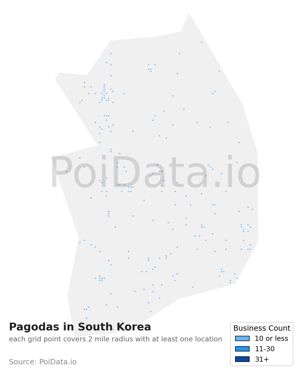 Pagoda density map for South Korea