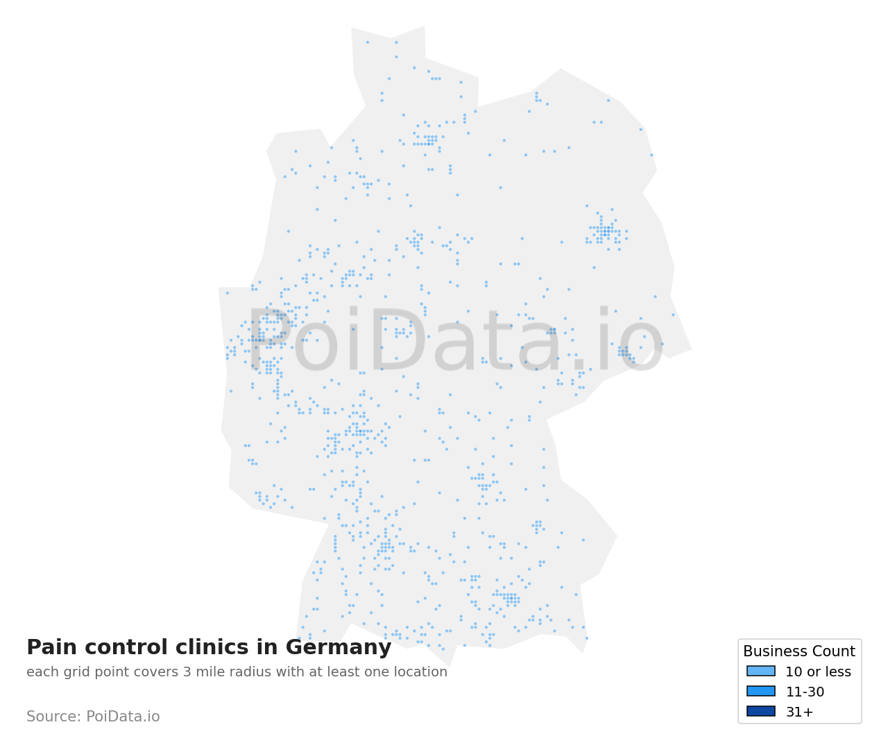Pain control clinic density map for Germany