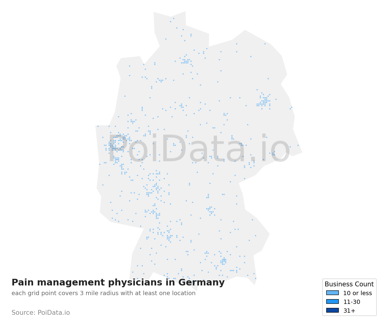 Pain management physician density map for Germany