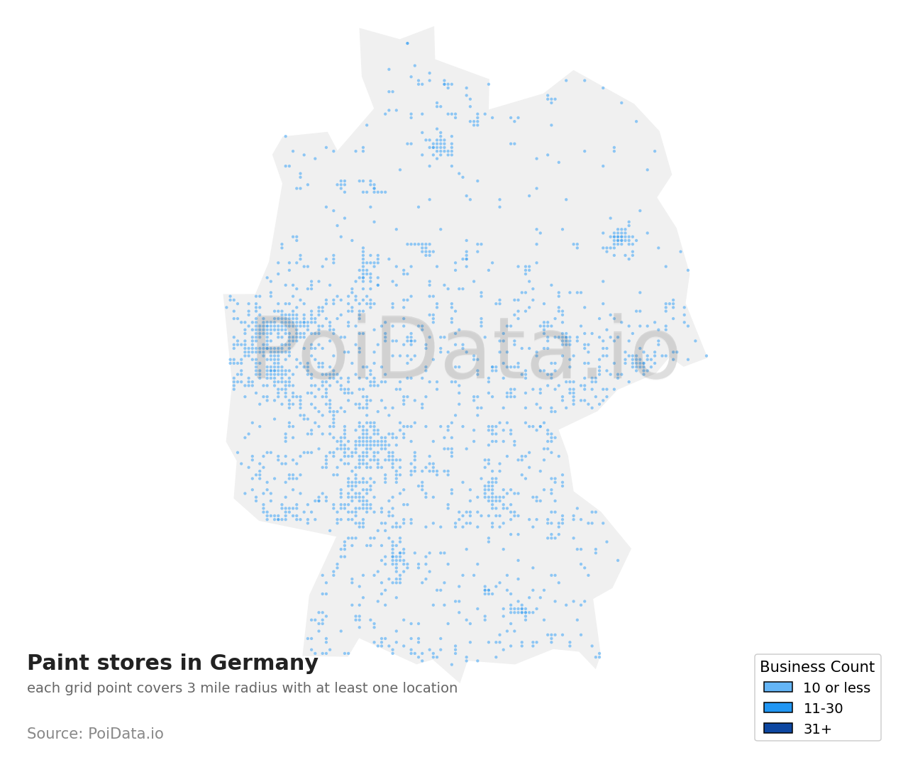 Paint store density map for Germany