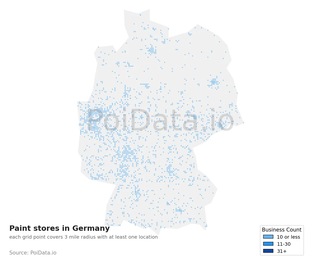 Paint store density map for Germany