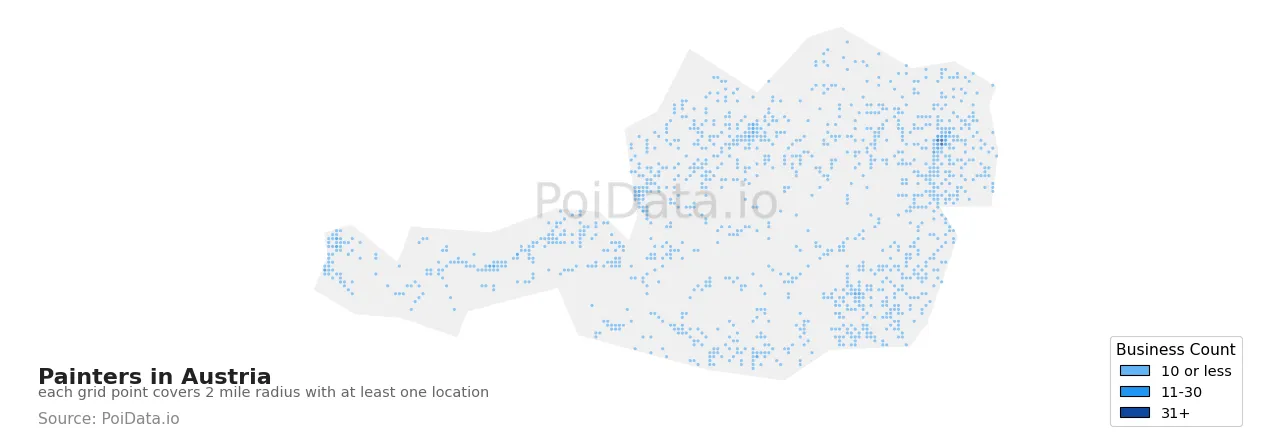 Painter density map for Austria