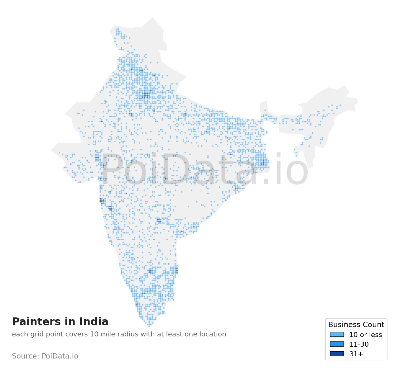 Painter density map for India