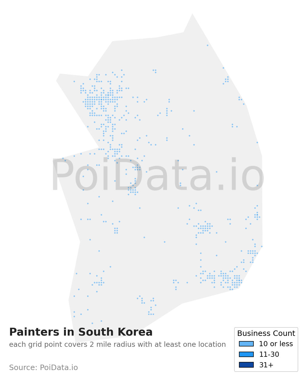 Painter density map for South Korea