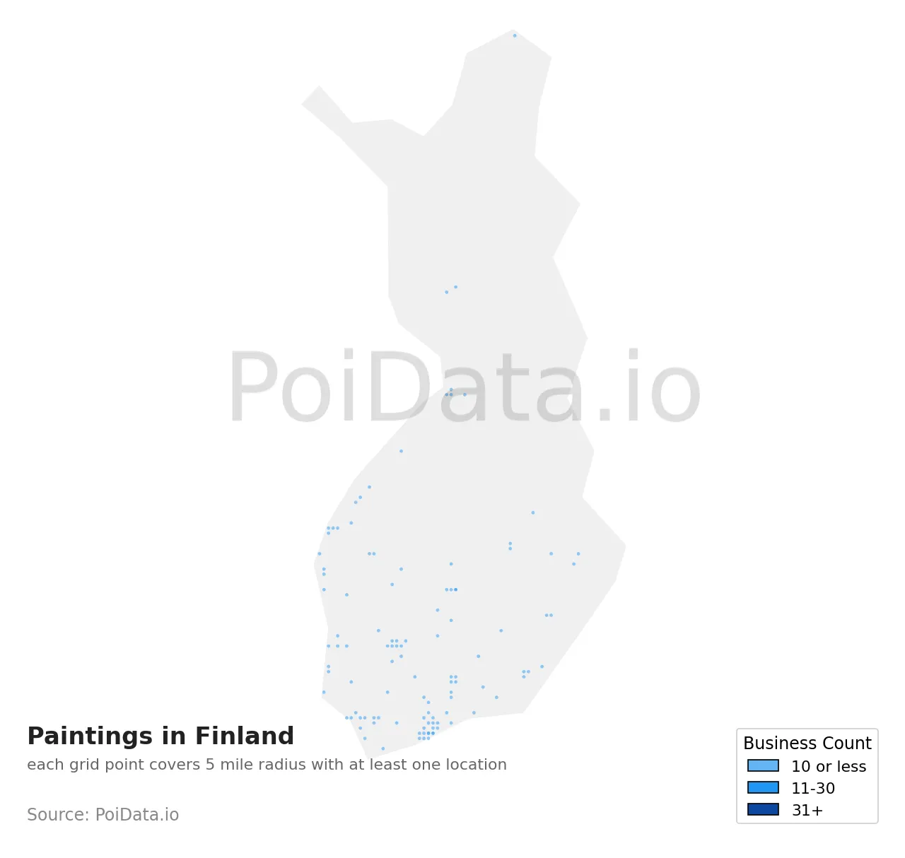 Painting density map for Finland