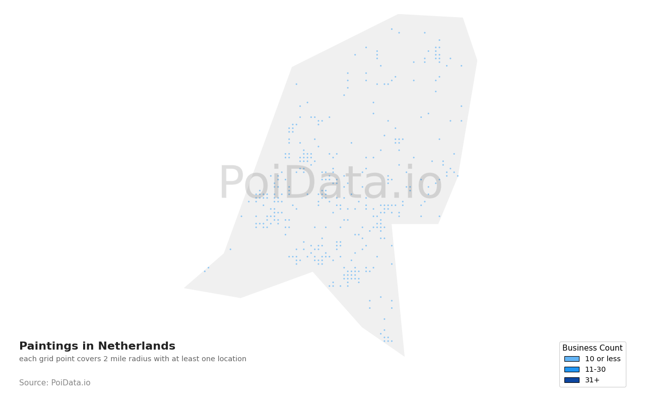 Painting density map for Netherlands
