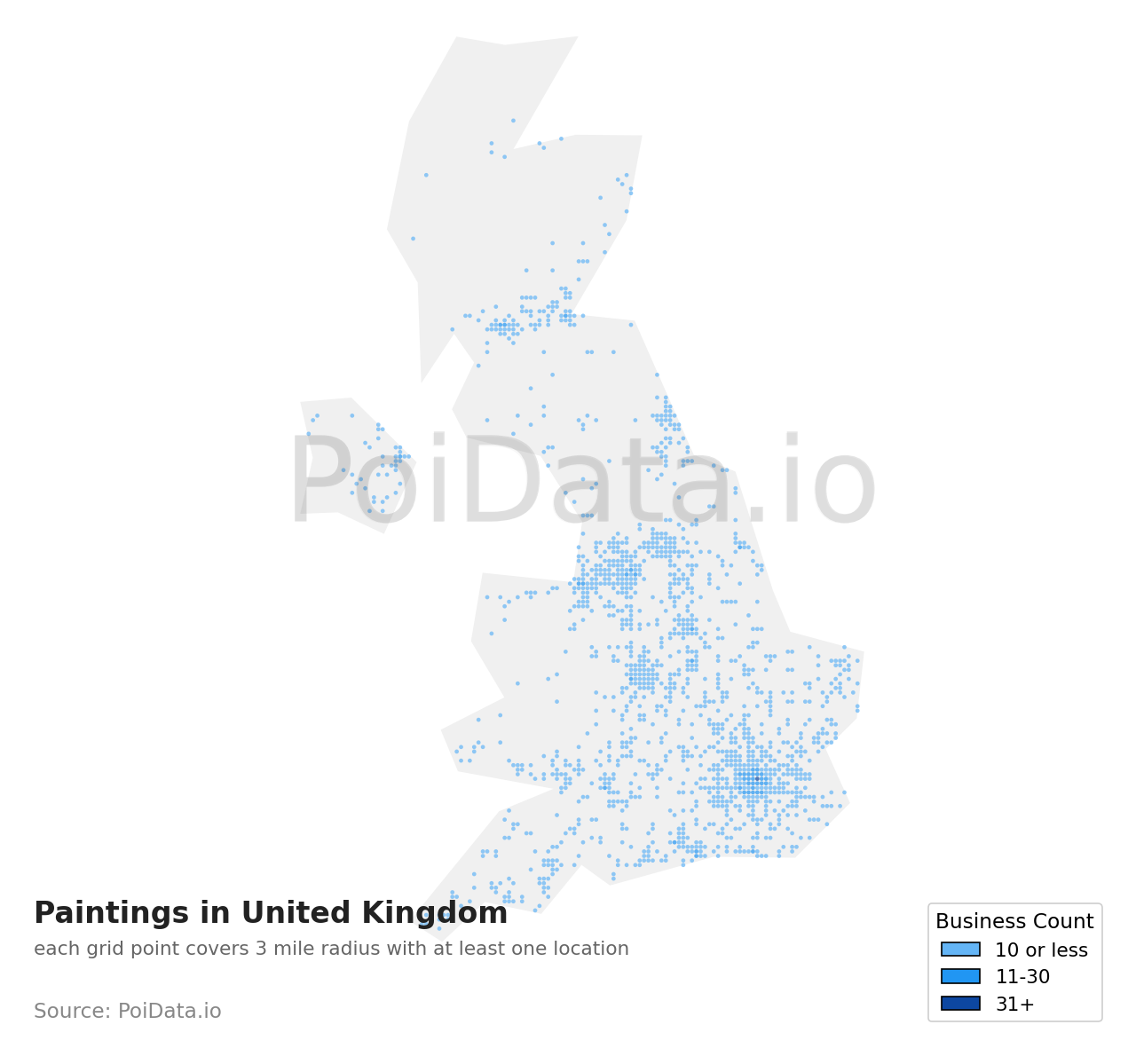 Painting density map for United Kingdom