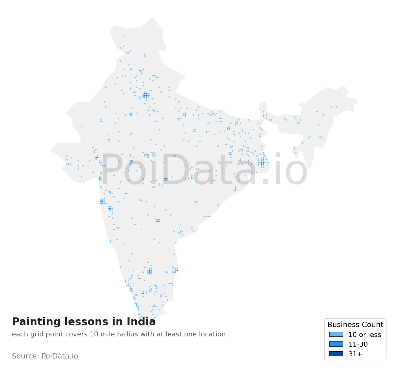 Painting lessons density map for India