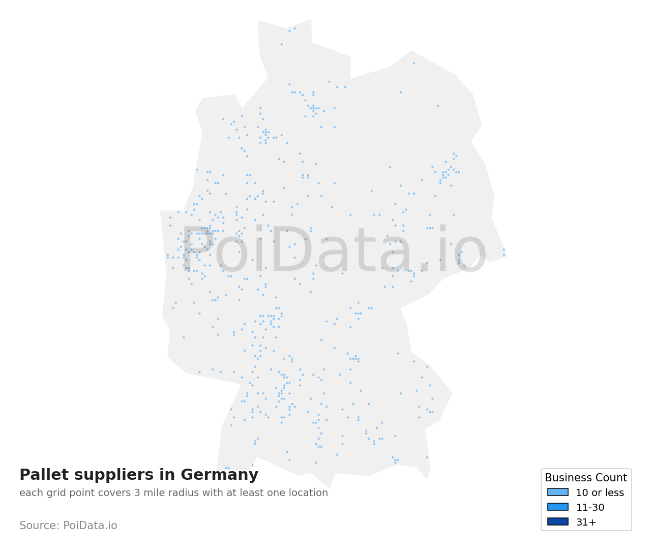 Pallet supplier density map for Germany