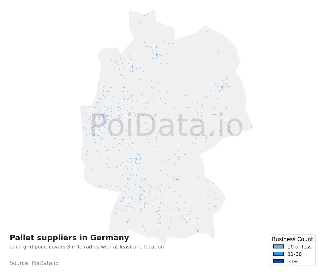 Pallet supplier density map for Germany