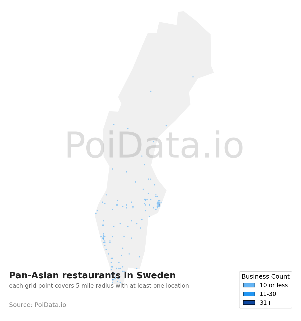 Pan-Asian restaurant density map for Sweden