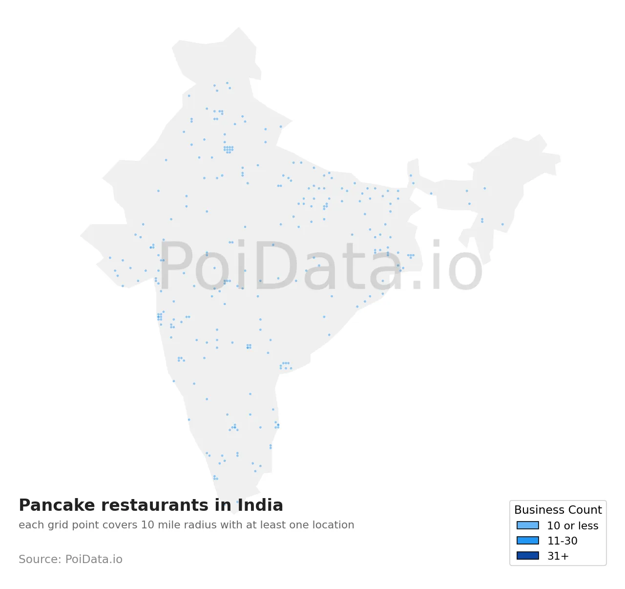 Pancake restaurant density map for India
