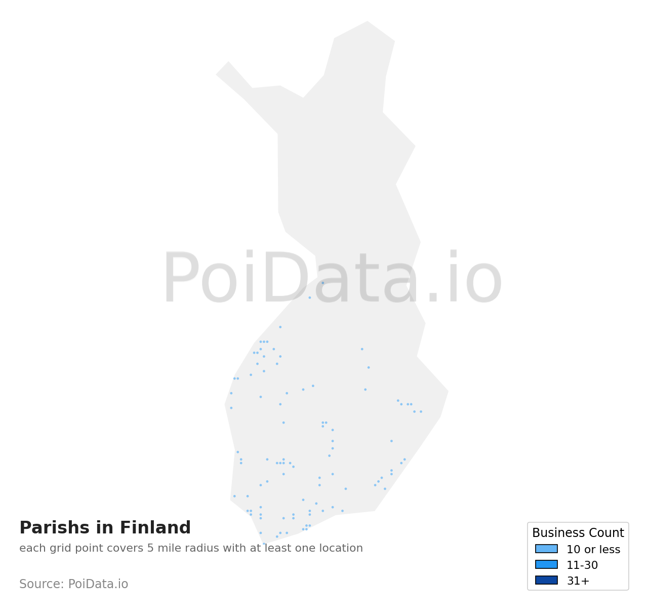 Parish density map for Finland
