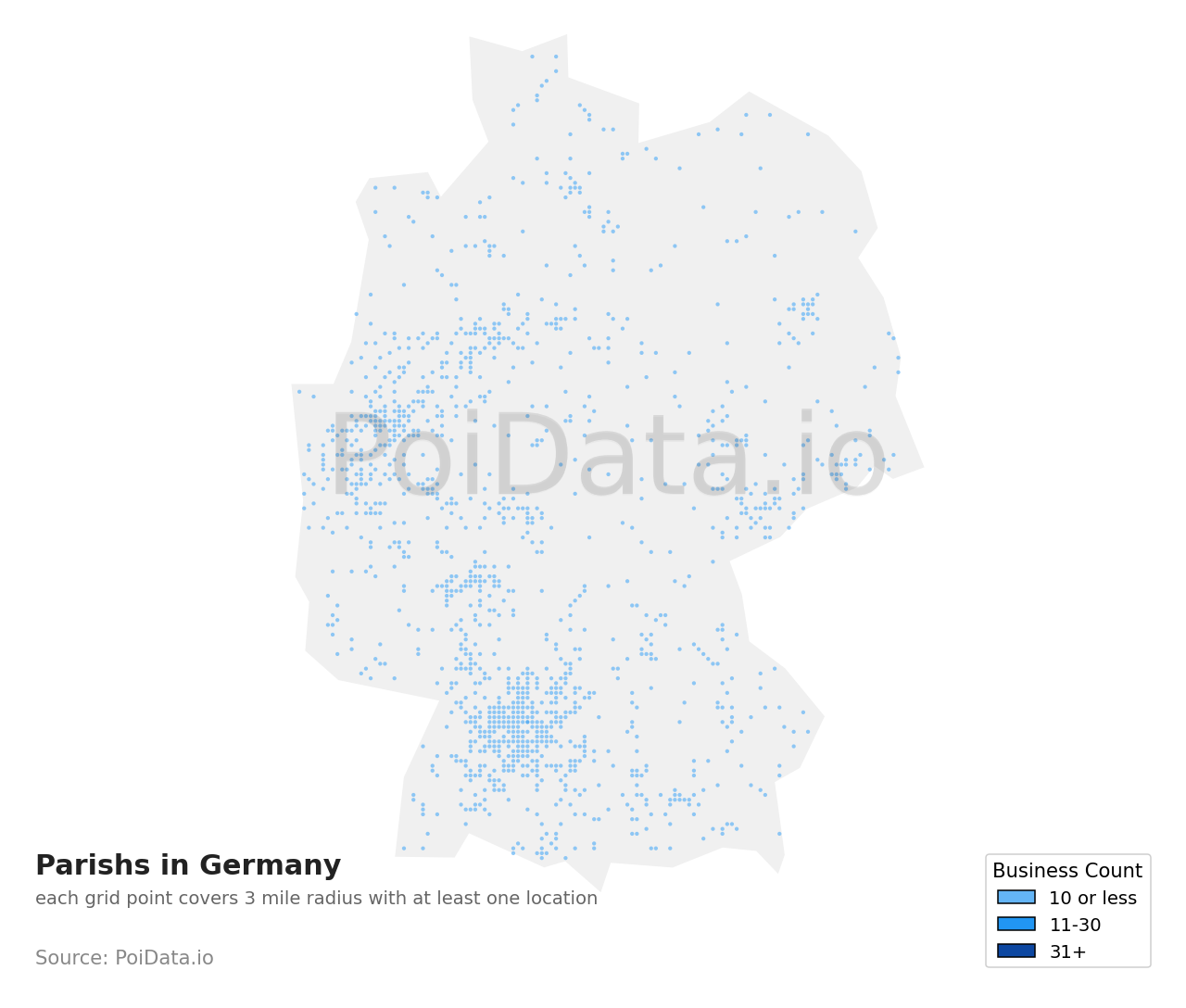 Parish density map for Germany