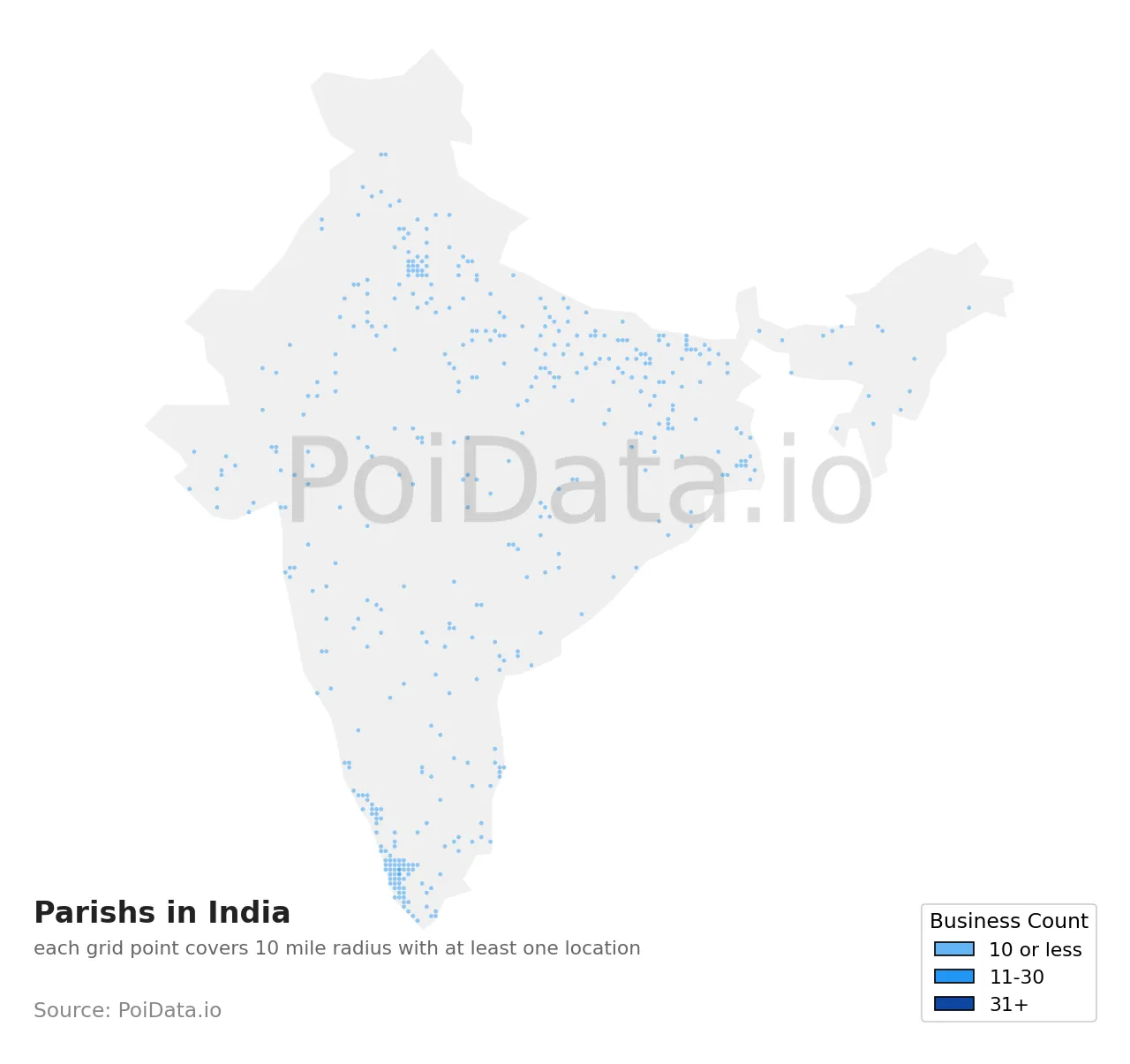 Parish density map for India