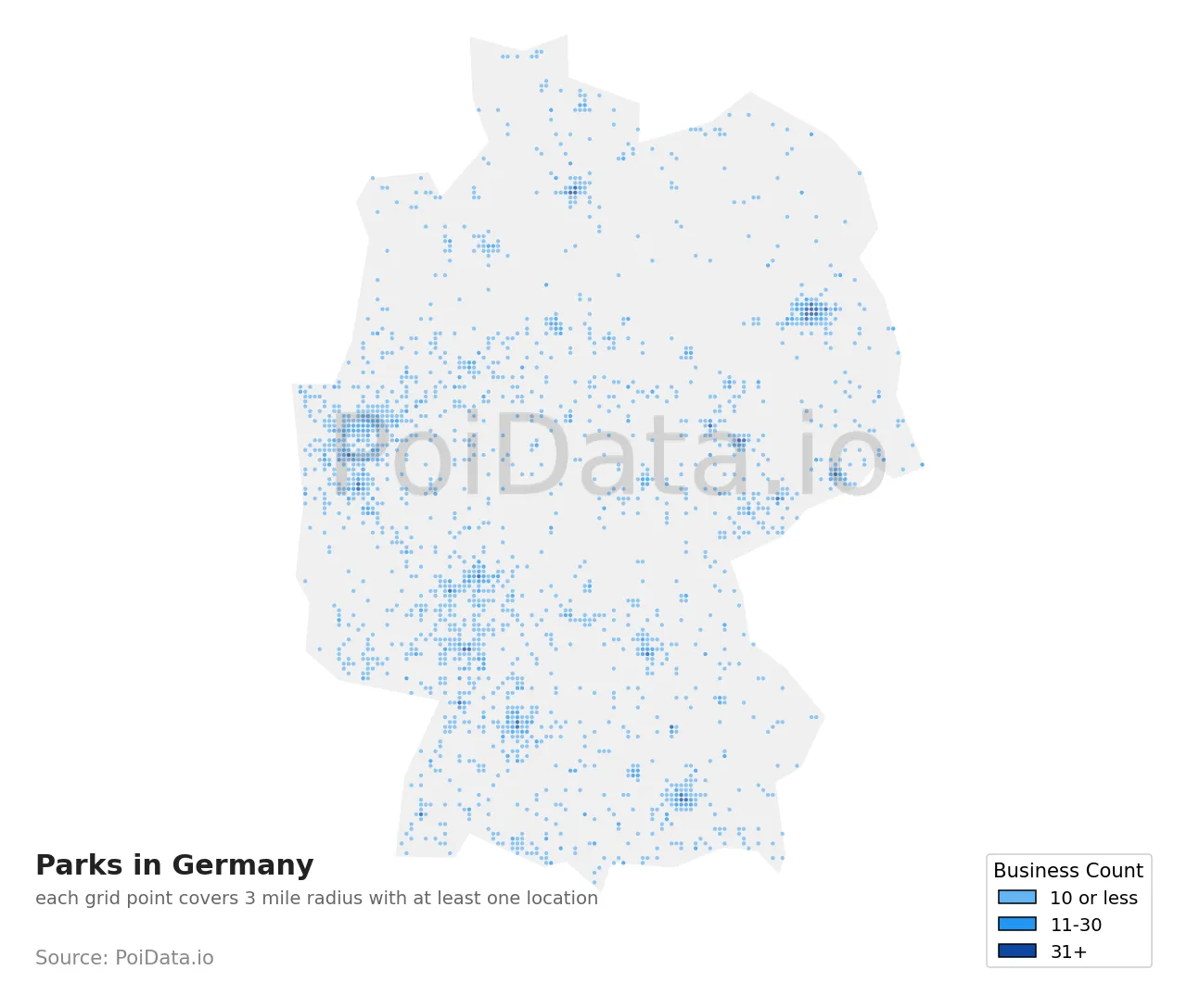 Park density map for Germany