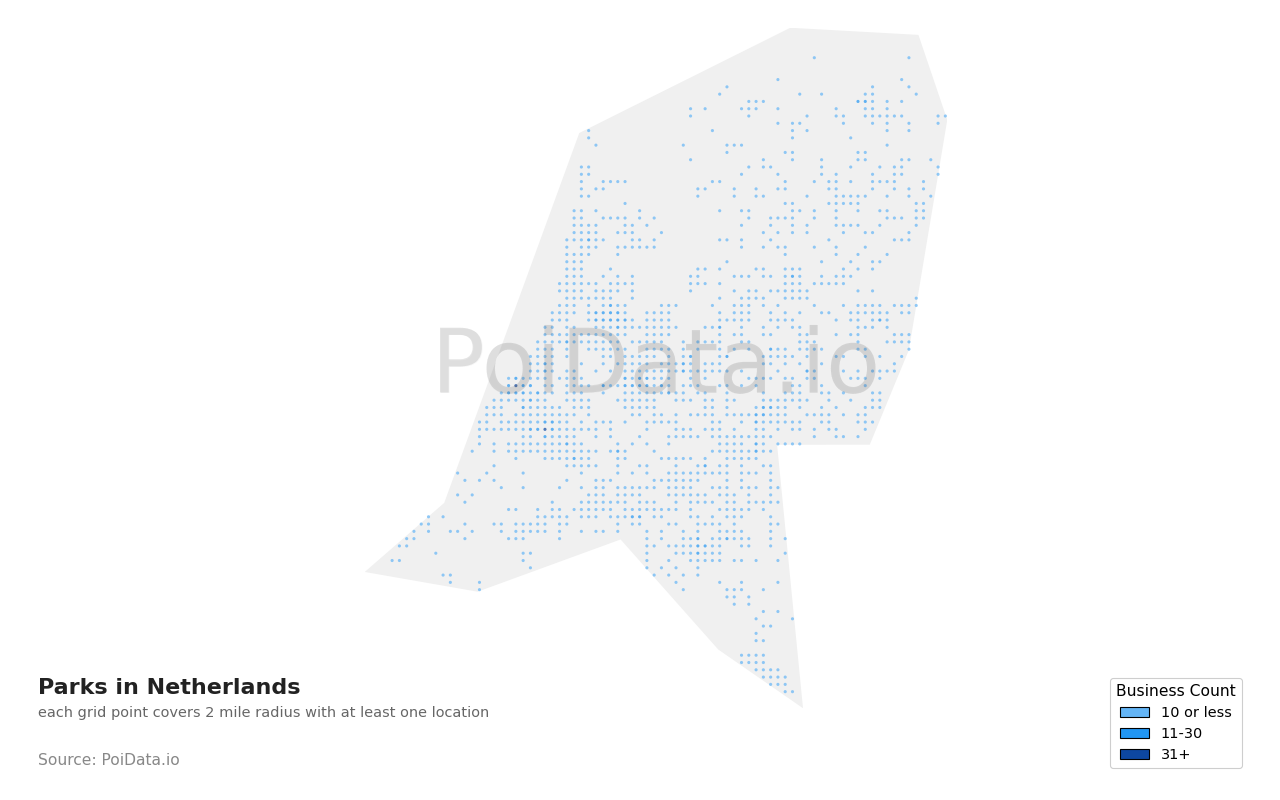 Park density map for Netherlands