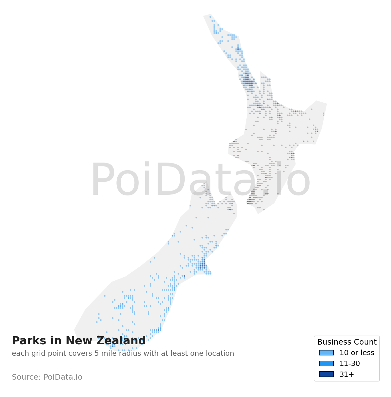 Park density map for Auckland, New Zealand