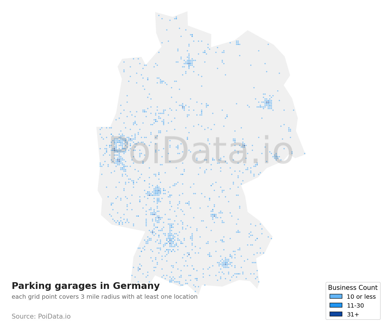 Parking garage density map for Germany