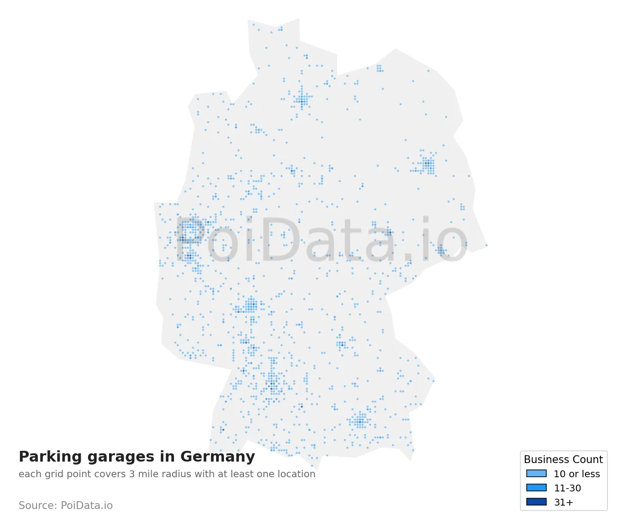Parking garage density map for Germany