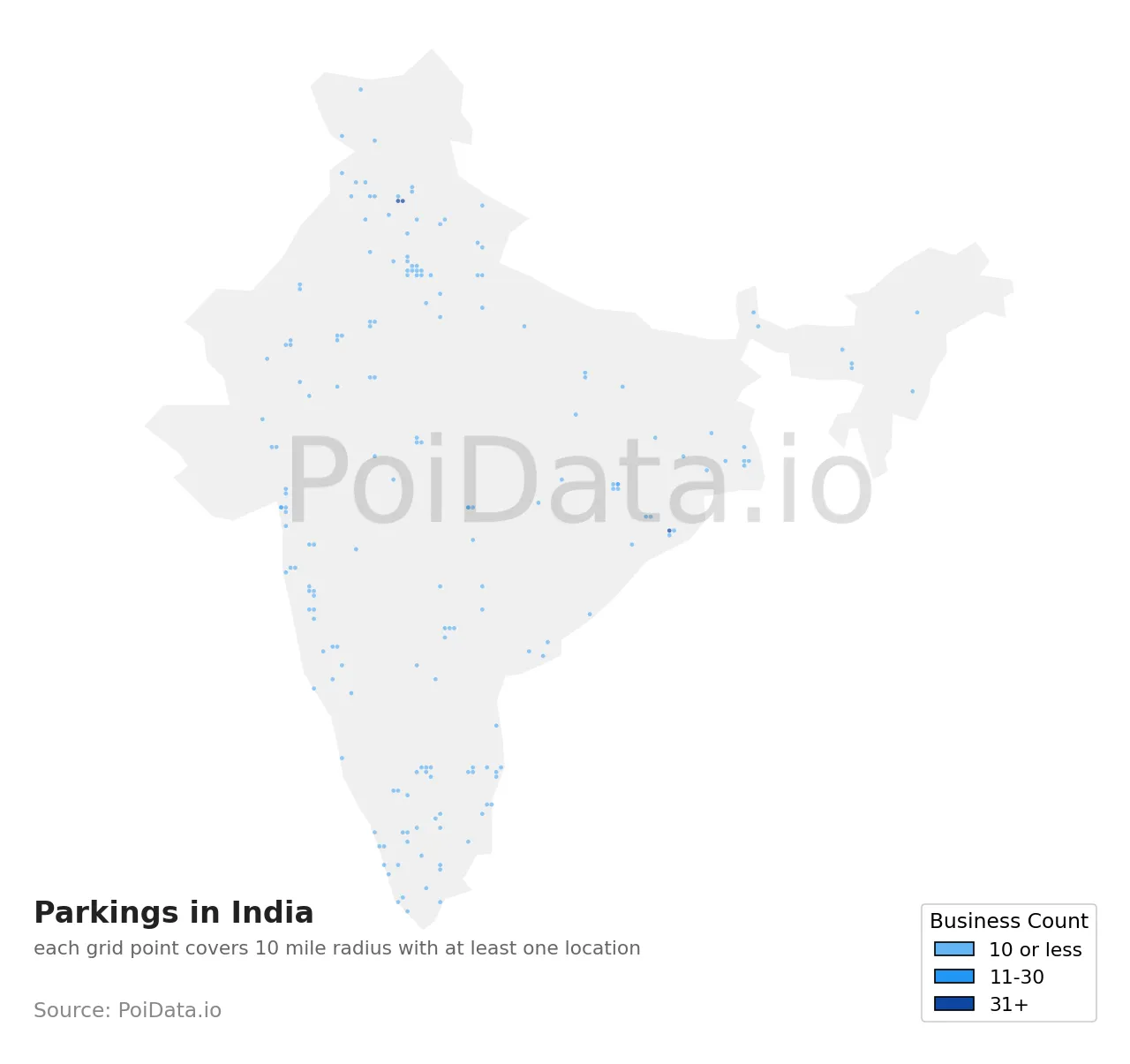 Parking density map for India