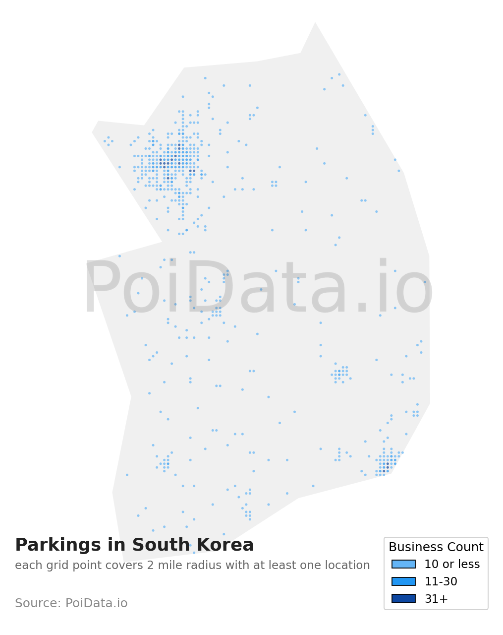 Parking density map for South Korea