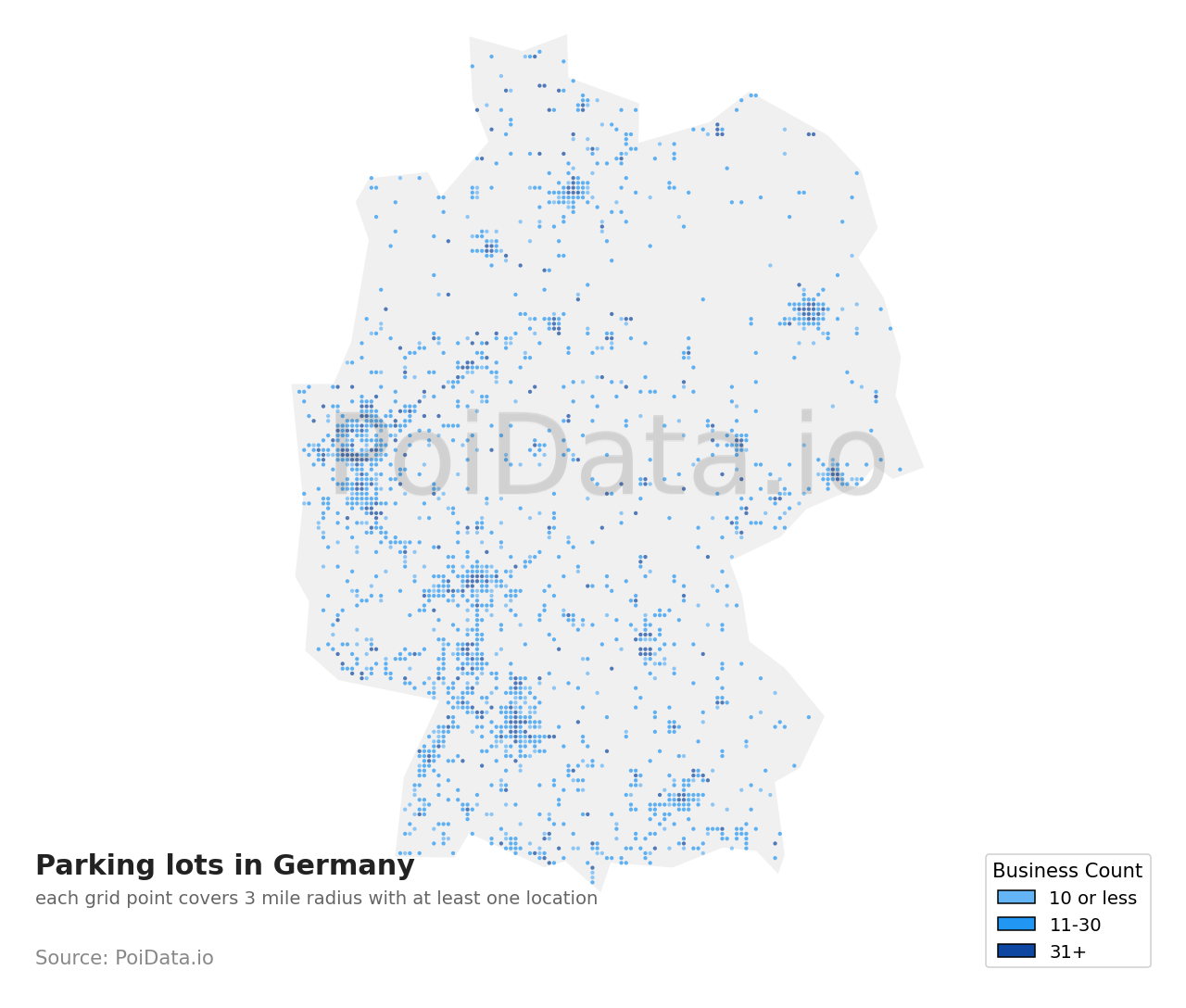Parking lot density map for Germany