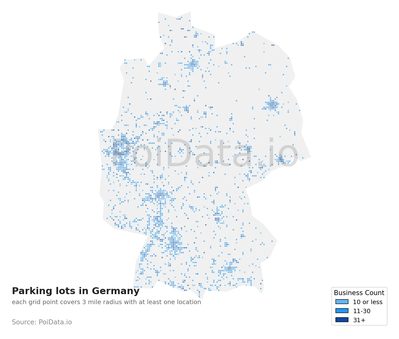 Parking lot density map for Germany