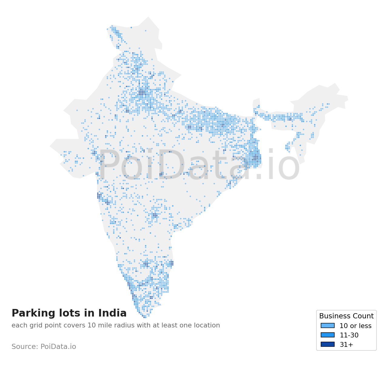 Parking lot density map for India
